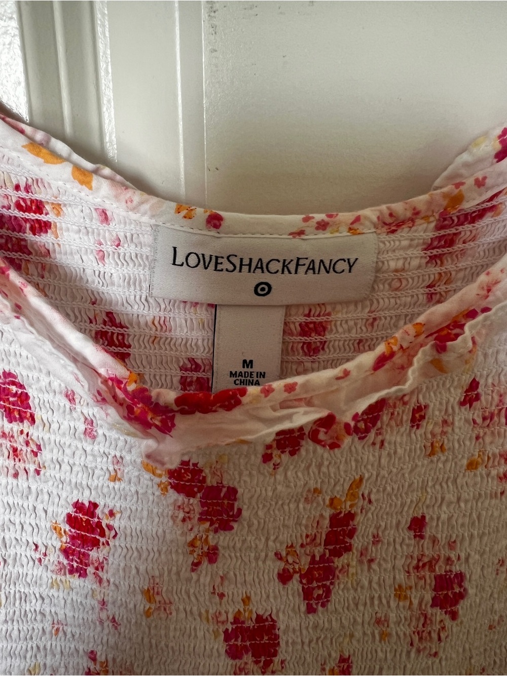 LoveShackFancy White Dress with Pink and Red Floral Print - Picture 6 of 9